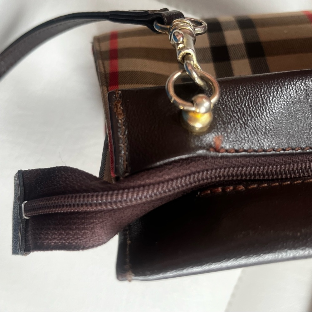Vintage 1990s Burberry Canvas Shoulder Bag 💕 COA pictured - strap off one side - Picture 7 of 14